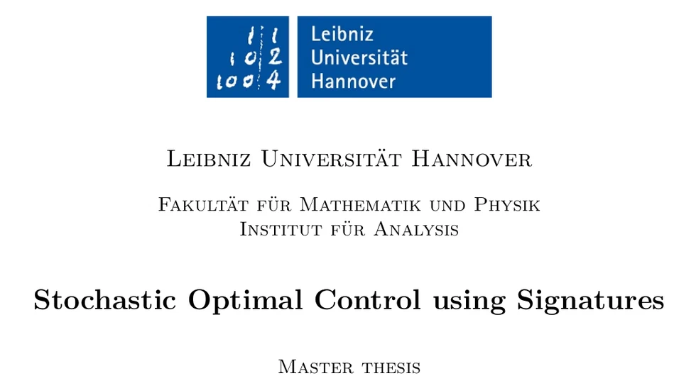 Stochastic Optimal Control using Signatures — teaser figure